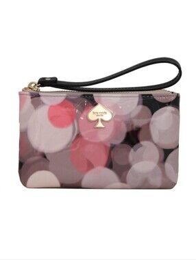 Kate Spade All That Glitters Bee Wristlet- Festive Bubbles Storybook Lining EUC